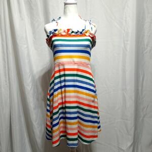 Peach Love California Spahgetti Strap Rainbow Striped Dress Size Small